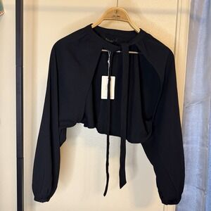 NWT Downeast Women's Small Black Tie Event Black Cropped Long Sleeve Shawl